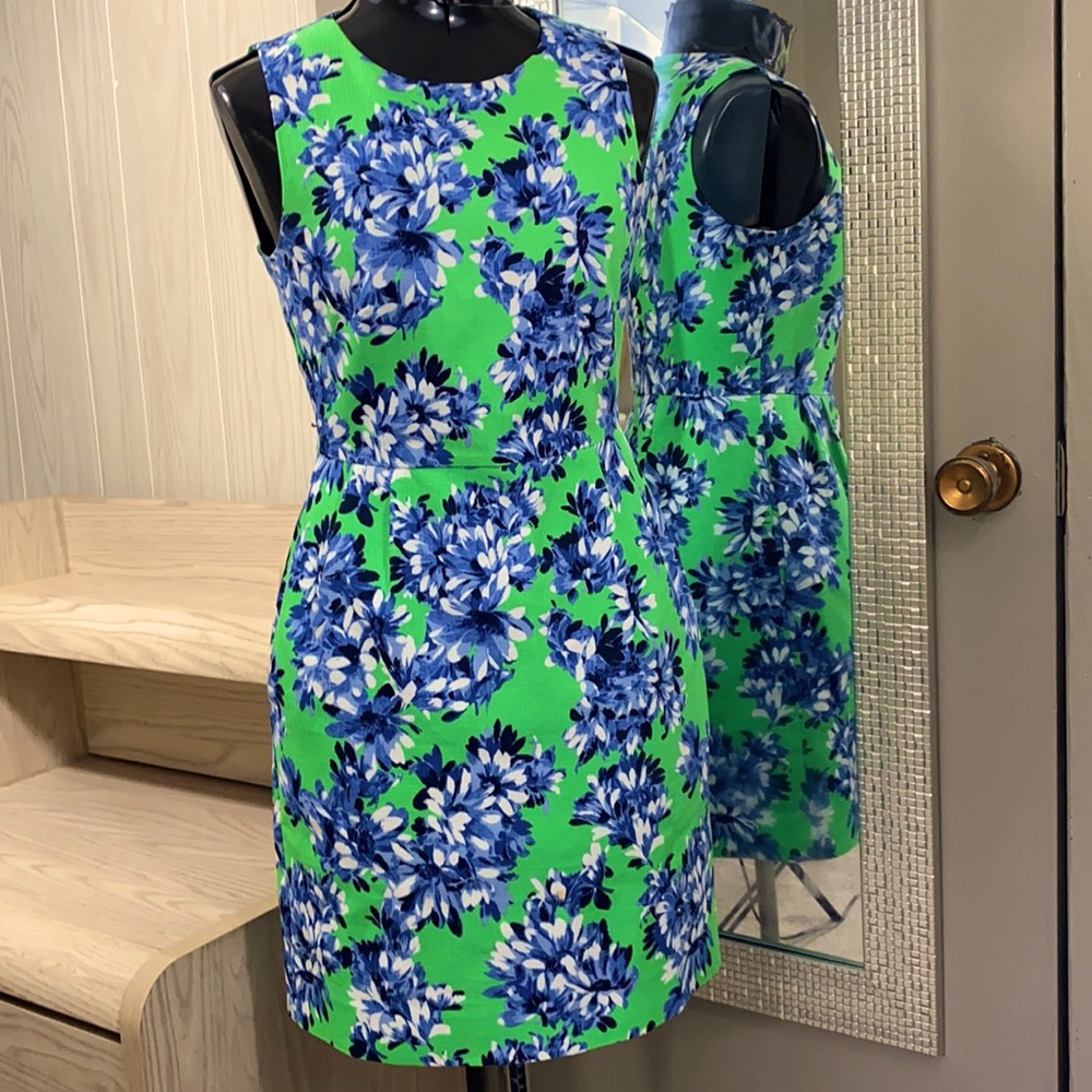 J Crew Apple Green Dress floral size 4 sleeveless